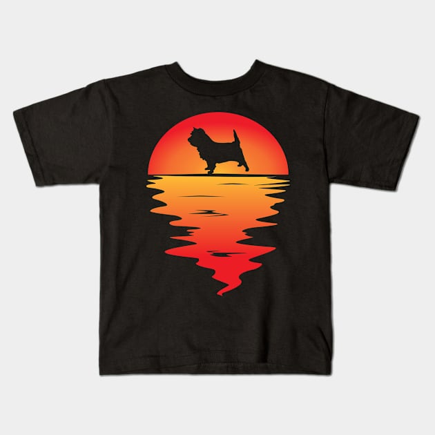 Sunset Dog Cairn Terrier Kids T-Shirt by Shirtjaeger